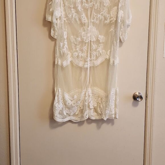Francesca's White Embroidered Lace Bohemian Duster Nwt - Picture 9 of 13